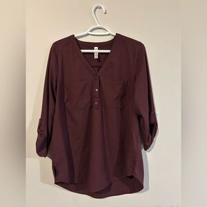 3 for $15 ✨ Elegant V-Neck Blouse in Rich Burgundy